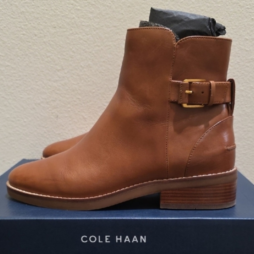 Cole Haan Tan Leather Ankle Boots - Picture 1 of 9
